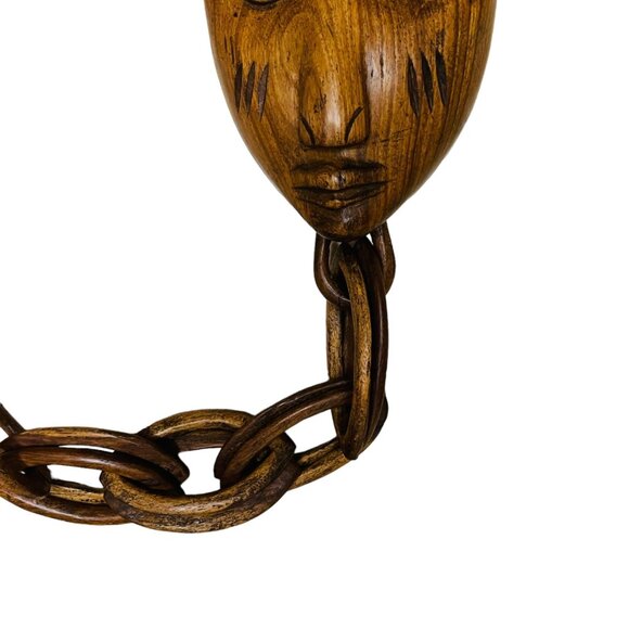 Hand-Carved African Wooden Spoon With Intricate Tribal Design 30" With Wooden Ch - Picture 6 of 6